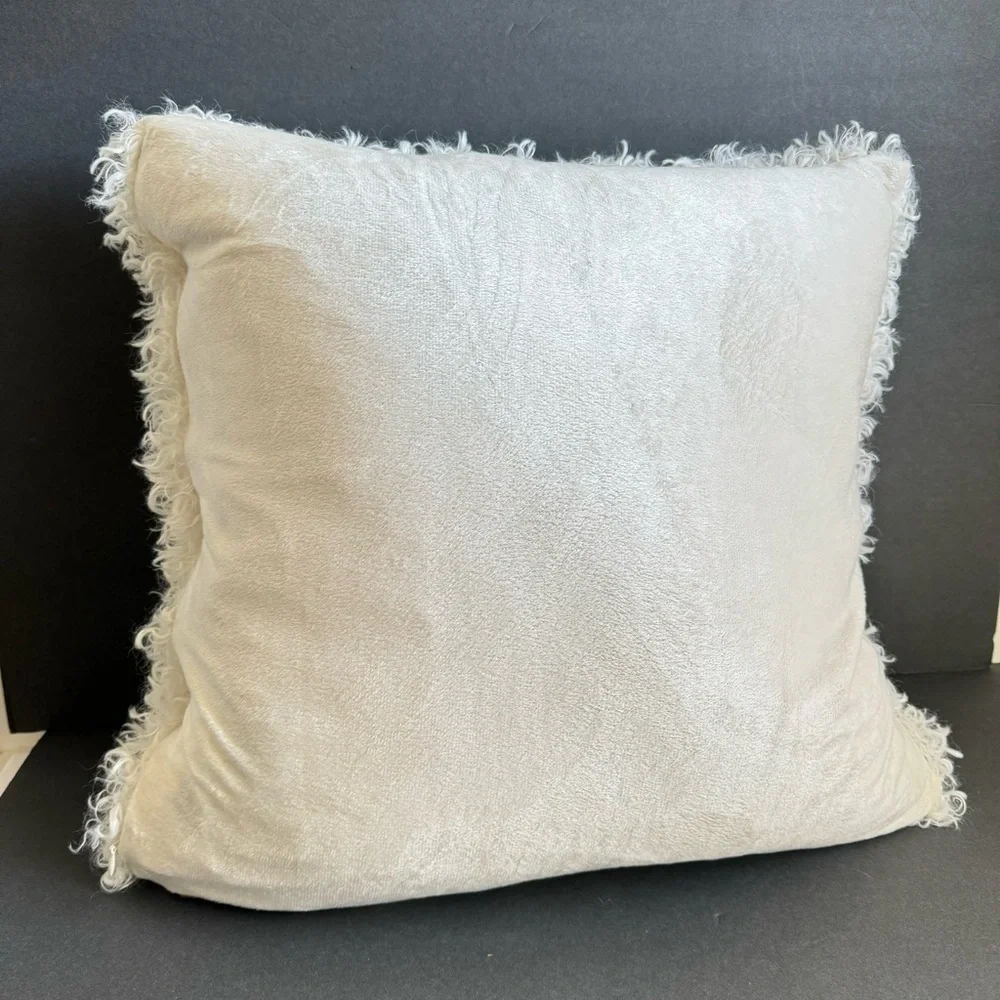 UGG Faux Fur Pillow Cream Mongolia Lamb Doodle Accent Throw‎ Down Filled Square